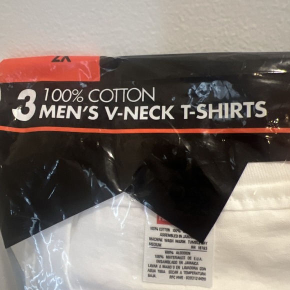 Vintage Men's Hanes V-Neck T Shirt 3 Pack New Big Man Size‎ 2X (50-52) Preshrunk - Picture 3 of 6